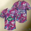 NFL New York Jets Pink Can Fearless Again Breast Cancer Baseball Jersey