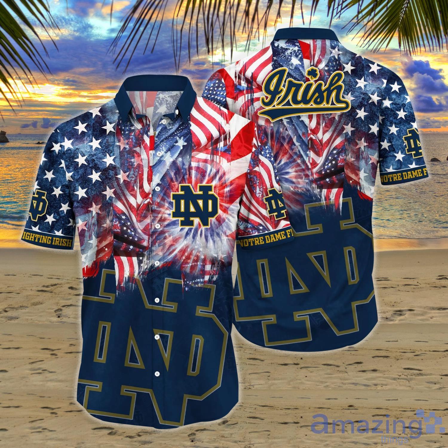 Notre Dame Fighting Irish NCAA1 Flower Hawaiian Shirt Football Shirts Independence Day Gift image Notre Dame Fighting Irish NCAA1 Flower Hawaiian Shirt Football Shirts Independence Day Gift Product Photo 1