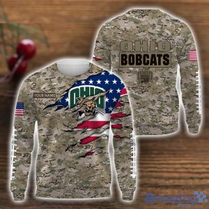Ohio Bobcats Custom Name T-Shirt Hoodie Sweatshirt Flag And Camo Pattern Father's Day Gift Perfect Gift For Sport Fans Product Photo 2