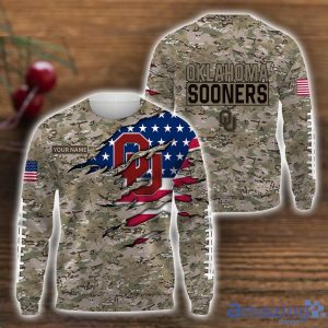 Oklahoma Sooners Custom Name T-Shirt Hoodie Sweatshirt Flag And Camo Pattern Father's Day Gift Perfect Gift For Sport Fans Product Photo 2