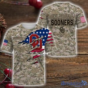 Oklahoma Sooners Custom Name T-Shirt Hoodie Sweatshirt Flag And Camo Pattern Father's Day Gift Perfect Gift For Sport Fans Product Photo 3