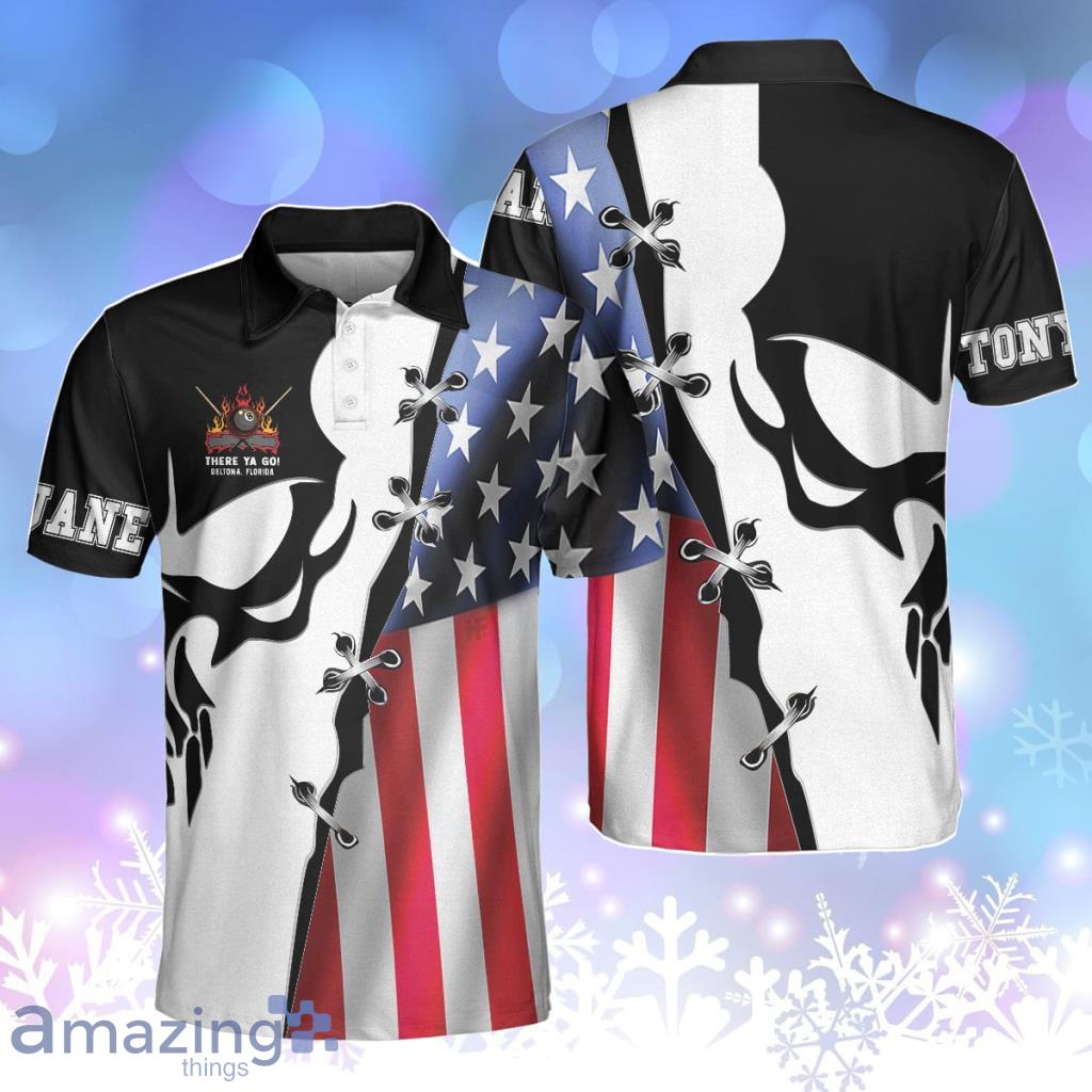 Personalized American Flag Billiards Personalized Skull Best Billiards Personalized Polo Shirt image Personalized American Flag Billiards Personalized Skull Best Billiards Personalized Polo Shirt Product Photo 1