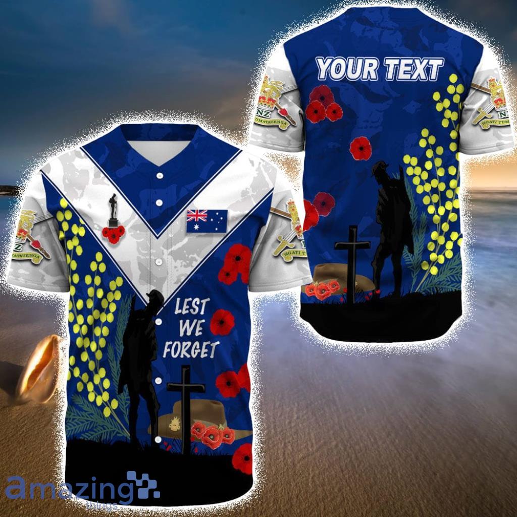 Personalized Australia Anzac Lest We Forget 2022 Baseball Jersey Shirt image Personalized Australia Anzac Lest We Forget 2022 Baseball Jersey Shirt Product Photo 1