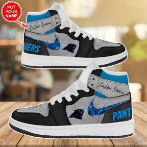 Personalized Carolina Panthers NFL Air Jordan Hightop Shoes For Fans Product Photo 2