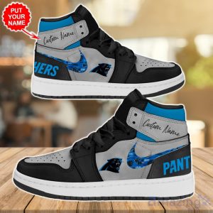 Personalized Carolina Panthers NFL Air Jordan Hightop Shoes For Fans Product Photo 1