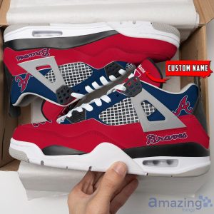 Personalized Name Atlanta Braves Personalized Air Jordan 4 Shoes Trending Men Women Sneakers Sport Fans Gift Product Photo 4