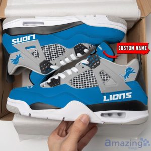 Personalized Name Detroit Lions Personalized Air Jordan 4 Shoes Trending Men Women Sneakers Sport Fans Gift Product Photo 3