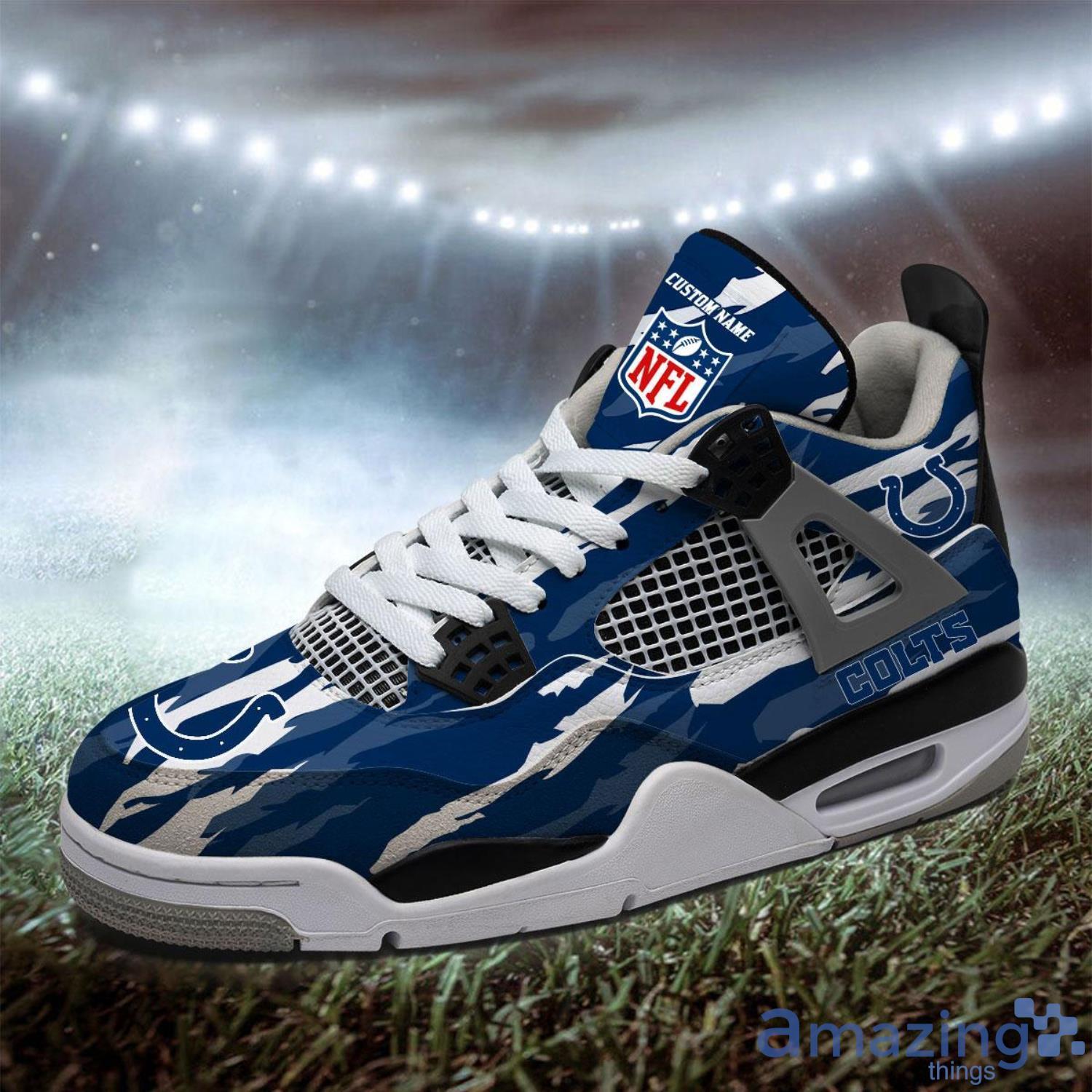 Personalized Name Indianapolis Colts Personalized Air Jordan 4 Shoes Trending Men Women Sneakers Men Women Sport Gift image Personalized Name Indianapolis Colts Personalized Air Jordan 4 Shoes Trending Men Women Sneakers Men Women Sport Gift Product Photo 2