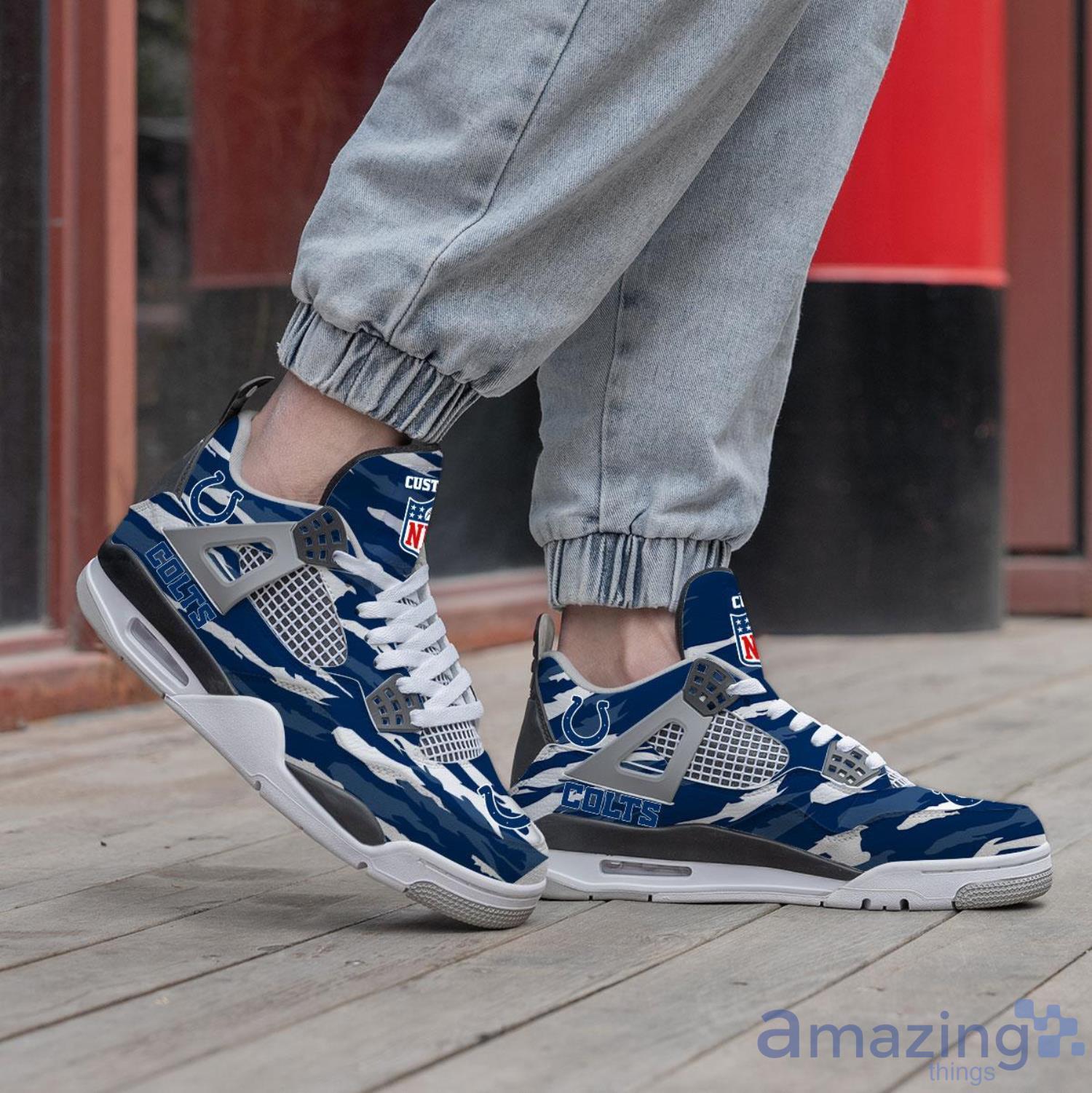Personalized Name Indianapolis Colts Personalized Air Jordan 4 Shoes Trending Men Women Sneakers Men Women Sport Gift image Personalized Name Indianapolis Colts Personalized Air Jordan 4 Shoes Trending Men Women Sneakers Men Women Sport Gift Product Photo 3