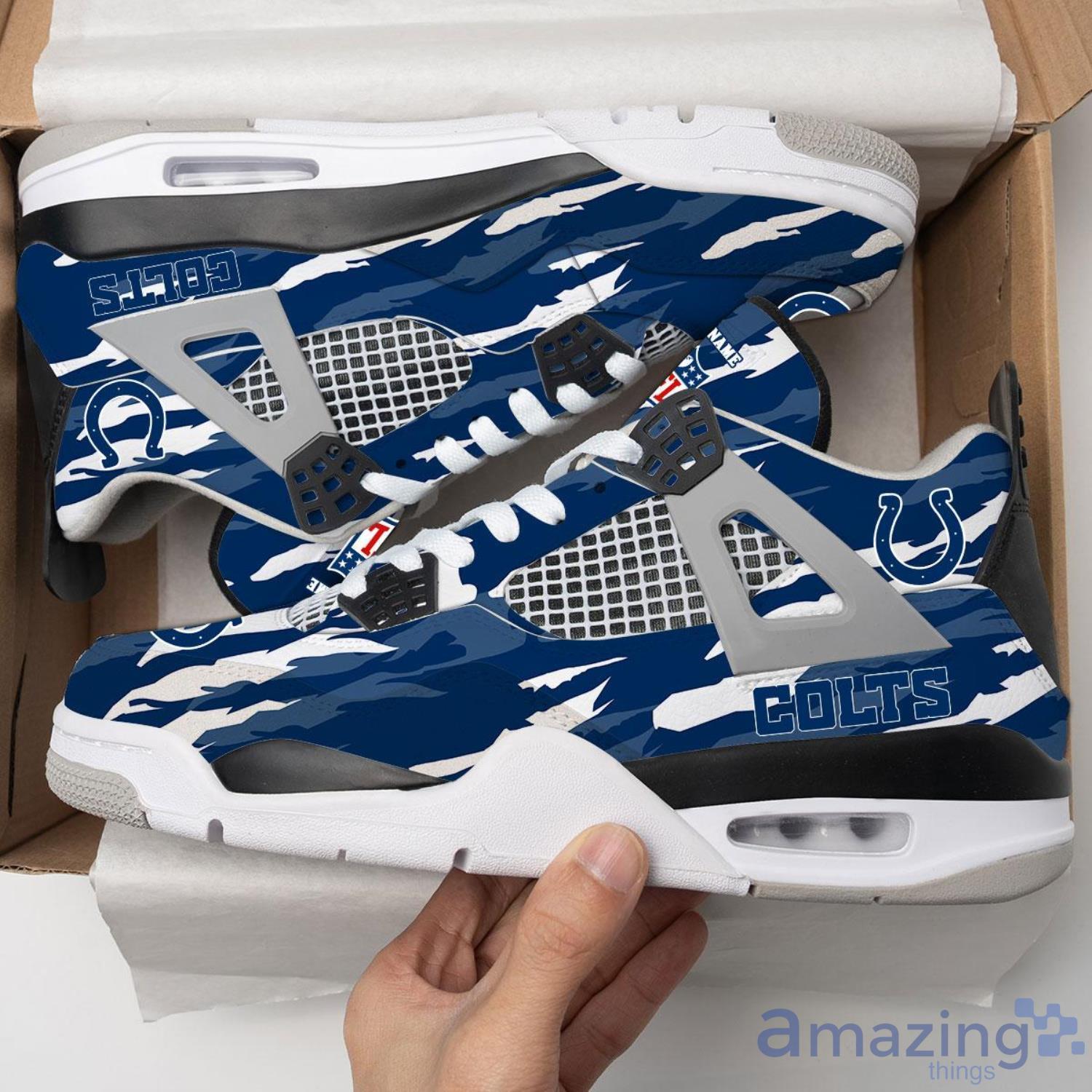 Personalized Name Indianapolis Colts Personalized Air Jordan 4 Shoes Trending Men Women Sneakers Men Women Sport Gift image Personalized Name Indianapolis Colts Personalized Air Jordan 4 Shoes Trending Men Women Sneakers Men Women Sport Gift Product Photo 1