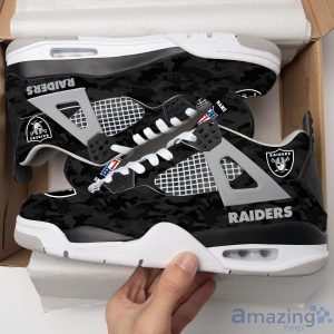 Personalized Name Las Vegas Raiders Camo Personalized Air Jordan 4 Shoes Trending Men Women SneakersLogo Sport Team Shoes Product Photo 1