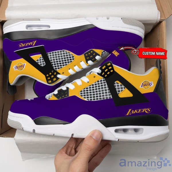 Personalized Name Los Angeles Lakers Personalized Air Jordan 4 Shoes Trending Men Women Sneakers Sport Fans Gift Product Photo 3