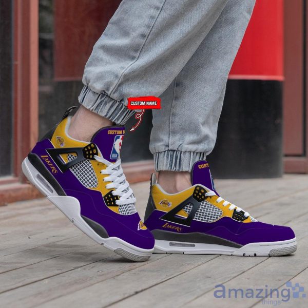 Personalized Name Los Angeles Lakers Personalized Air Jordan 4 Shoes Trending Men Women Sneakers Sport Fans Gift Product Photo 4