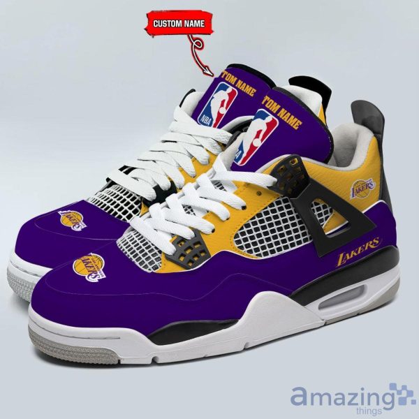 Personalized Name Los Angeles Lakers Personalized Air Jordan 4 Shoes Trending Men Women Sneakers Sport Fans Gift Product Photo 1