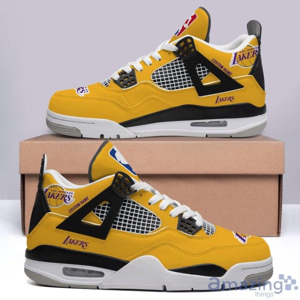 Personalized Name Los Angeles Lakers Personalized Air Jordan 4 Shoes Trending Men Women Sneakers Trending Shoes Product Photo 3