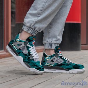 Personalized Name Miami Dolphins Camo Personalized Air Jordan 4 Shoes Trending Men Women SneakersLogo Sport Team Shoes Product Photo 2