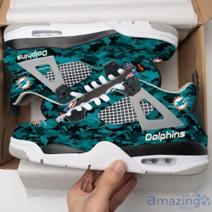 Personalized Name Miami Dolphins Camo Personalized Air Jordan 4 Shoes Trending Men Women SneakersLogo Sport Team Shoes Product Photo 4