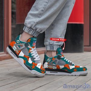 Personalized Name Miami Dolphins Personalized Air Jordan 4 Shoes Trending Men Women Sneakers New Design Product Photo 2