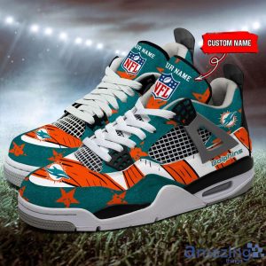 Personalized Name Miami Dolphins Personalized Air Jordan 4 Shoes Trending Men Women Sneakers New Design Product Photo 1