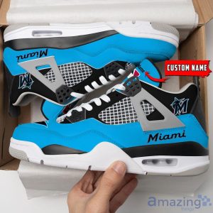 Personalized Name Miami Marlins Personalized Air Jordan 4 Shoes Trending Men Women Sneakers Sport Fans Gift Product Photo 1