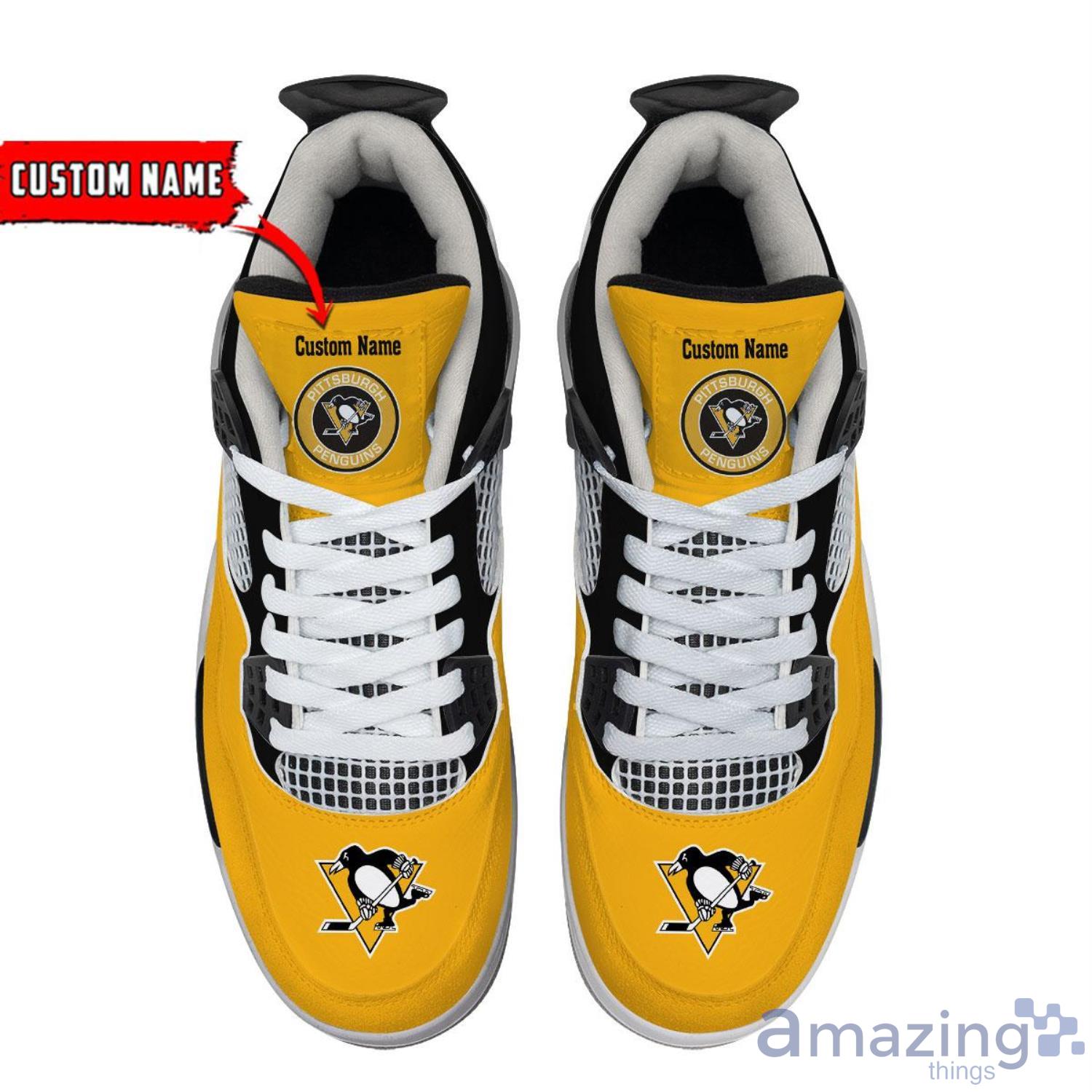 Personalized Name Pittsburgh Penguins Personalized Air Jordan 4 Shoes Trending Men Women Sneakers Sport Fans Gift image Personalized Name Pittsburgh Penguins Personalized Air Jordan 4 Shoes Trending Men Women Sneakers Sport Fans Gift Product Photo 4