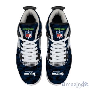 Personalized Name Seattle Seahawks Camo Personalized Air Jordan 4 Shoes Trending Men Women SneakersLogo Sport Team Shoes image Personalized Name Seattle Seahawks Camo Personalized Air Jordan 4 Shoes Trending Men Women SneakersLogo Sport Team Shoes Product Photo 3