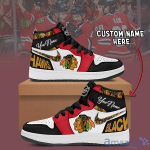 Personalized Name Sneakers Chicago Blackhawks Air Jordan Hightop Shoes Men And Women Gift Product Photo 2