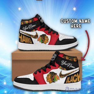 Personalized Name Sneakers Chicago Blackhawks Air Jordan Hightop Shoes Men And Women Gift Product Photo 1