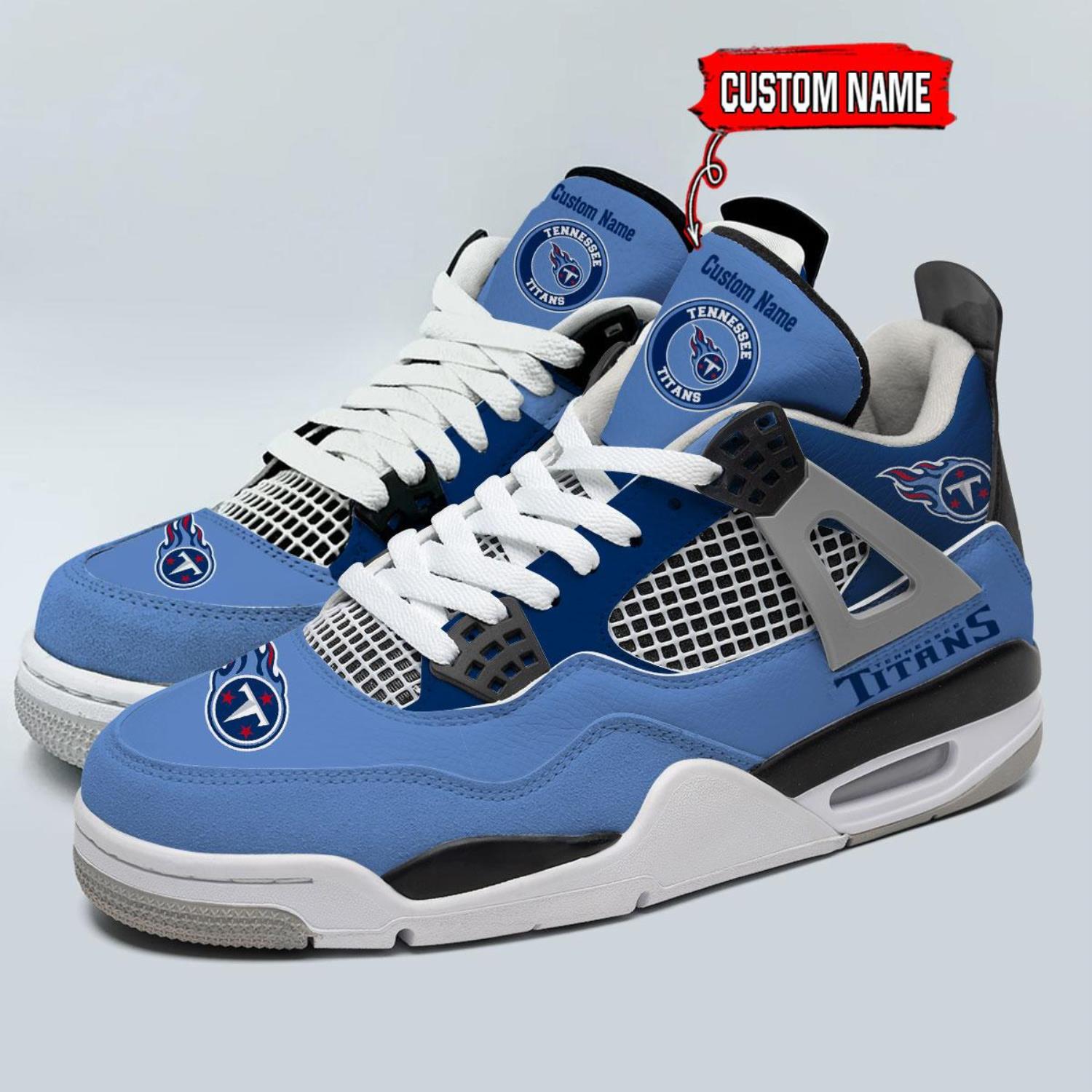 Personalized Name Tennessee Titans Personalized Air Jordan 4 Shoes Trending Men Women Sneakers Sport Fans Gift Product Photo 1