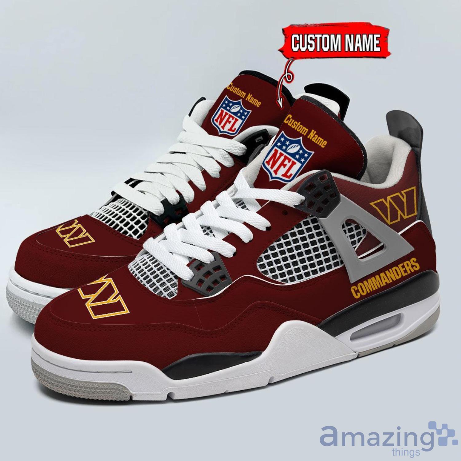 Personalized Name Washington Commanders Personalized Air Jordan 4 Shoes Trending Men Women Sneakers Trending Shoes image Personalized Name Washington Commanders Personalized Air Jordan 4 Shoes Trending Men Women Sneakers Trending Shoes Product Photo 2