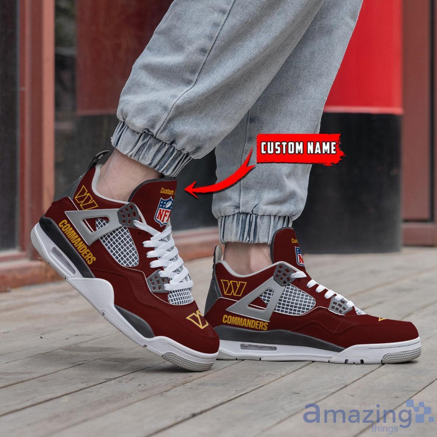 Personalized Name Washington Commanders Personalized Air Jordan 4 Shoes Trending Men Women Sneakers Trending Shoes image Personalized Name Washington Commanders Personalized Air Jordan 4 Shoes Trending Men Women Sneakers Trending Shoes Product Photo 3