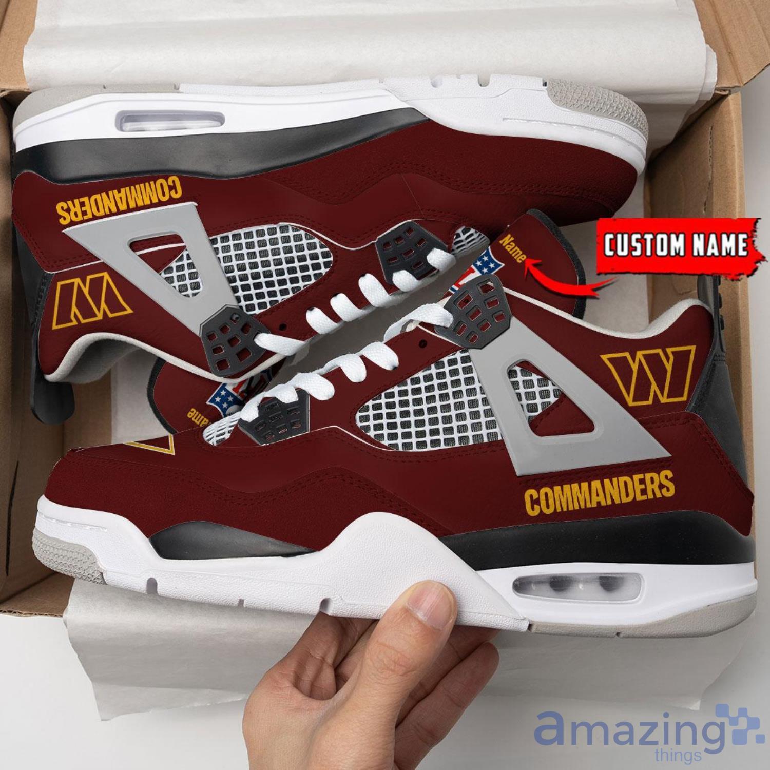 Personalized Name Washington Commanders Personalized Air Jordan 4 Shoes Trending Men Women Sneakers Trending Shoes image Personalized Name Washington Commanders Personalized Air Jordan 4 Shoes Trending Men Women Sneakers Trending Shoes Product Photo 4