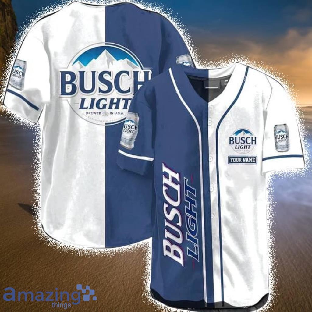 Personalized White Busch Light Baseball Jersey Shirt Gift For Men And Women image Personalized White Busch Light Baseball Jersey Shirt Gift For Men And Women Product Photo 1