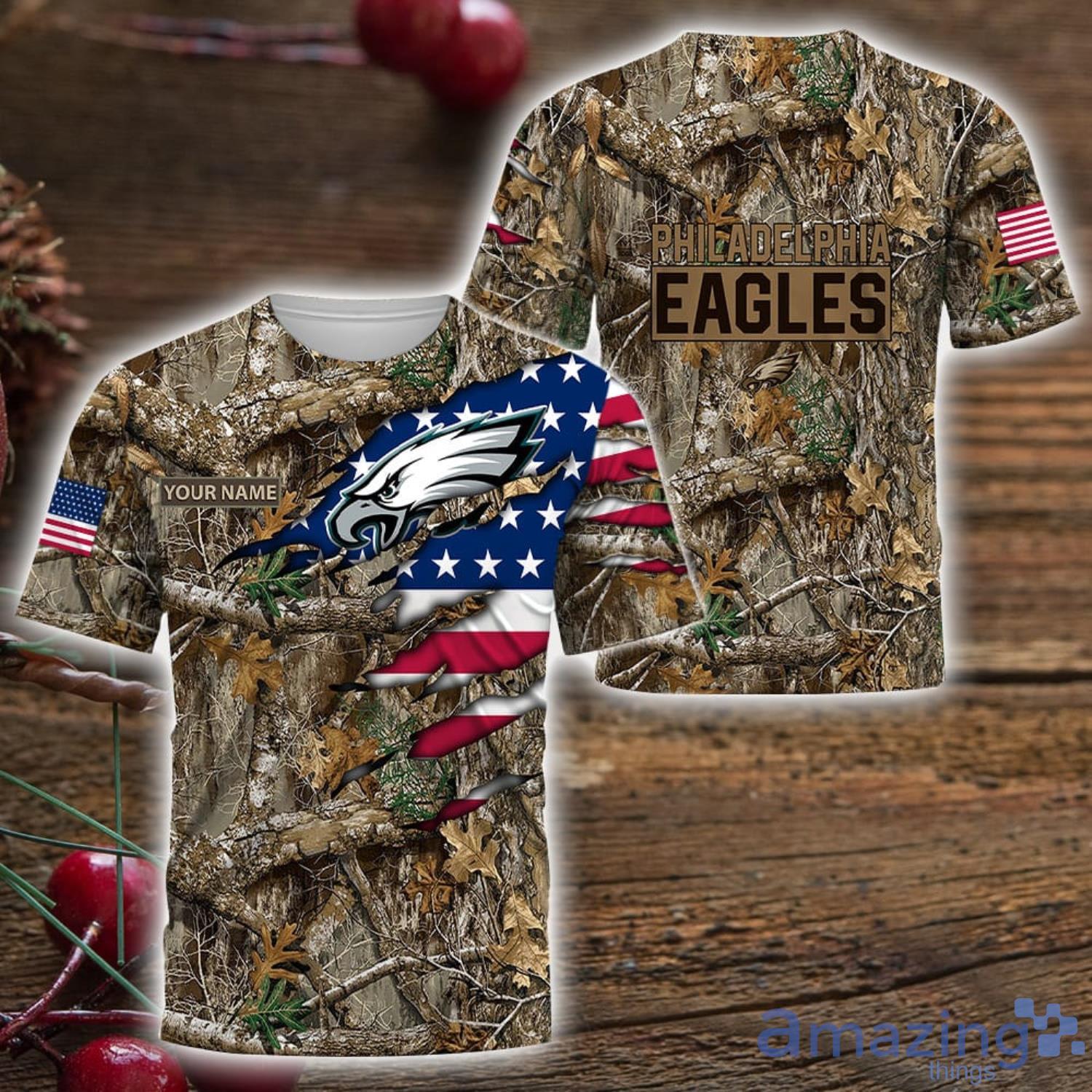 Philadelphia Eagles 3D Printed T Shirt Hoodie Sweatshirt Camo Hunting Perfect Gift Custom Name For Fans image Philadelphia Eagles 3D Printed T-Shirt Hoodie Sweatshirt Camo Hunting Perfect Gift Custom Name For Fans Product Photo 3