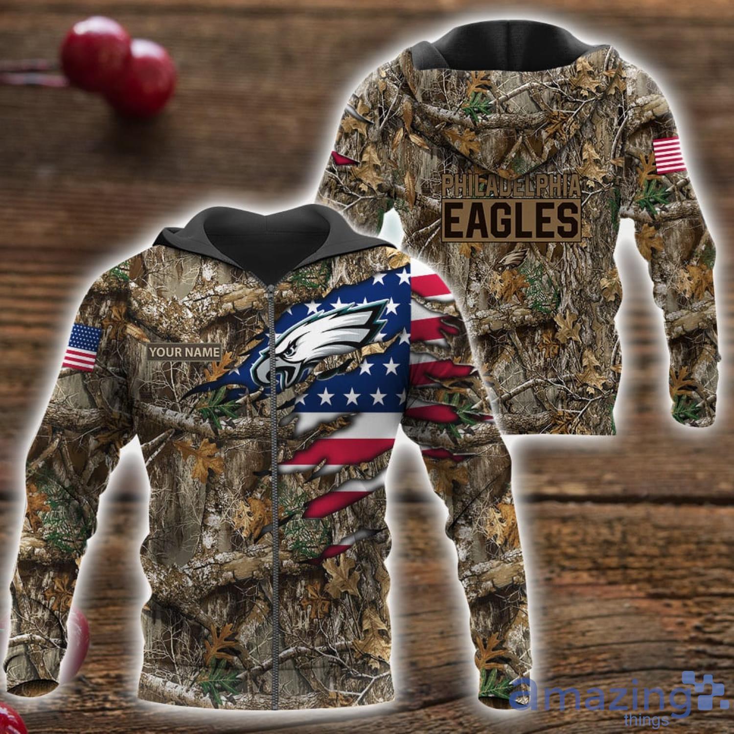 Philadelphia Eagles 3D Printed T Shirt Hoodie Sweatshirt Camo Hunting Perfect Gift Custom Name For Fans image Philadelphia Eagles 3D Printed T-Shirt Hoodie Sweatshirt Camo Hunting Perfect Gift Custom Name For Fans Product Photo 4