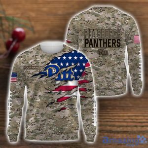 Pittsburgh Panthers Custom Name T-Shirt Hoodie Sweatshirt Flag And Camo Pattern Father's Day Gift Perfect Gift For Sport Fans Product Photo 2