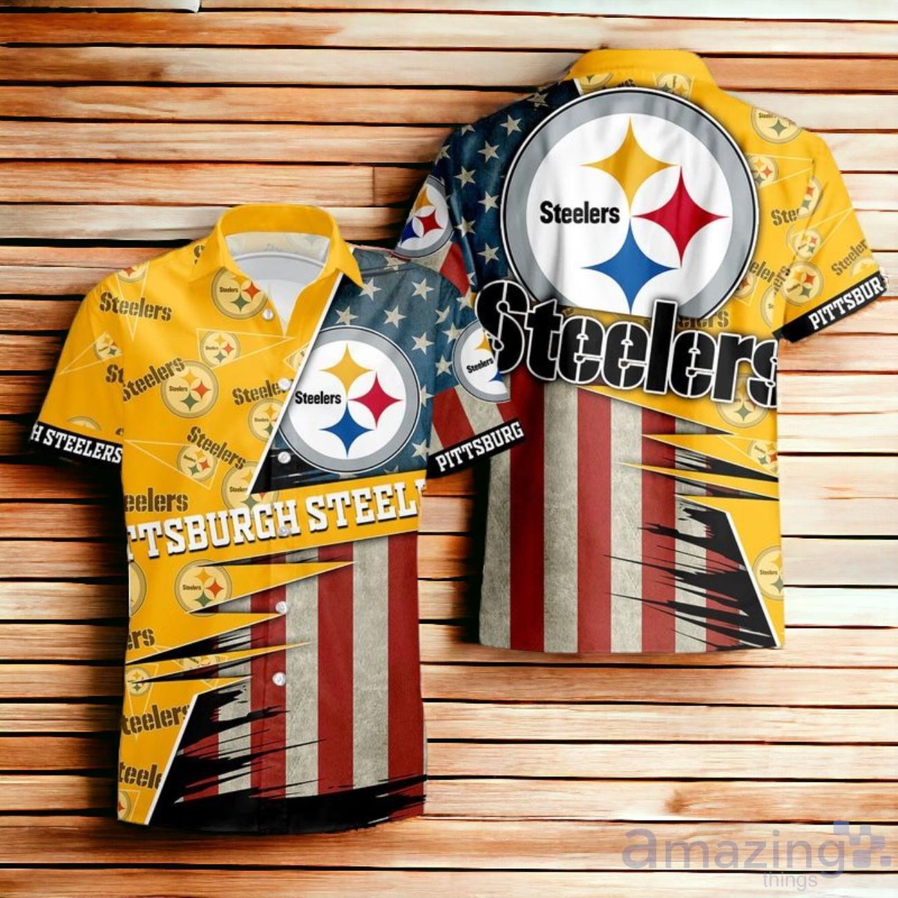 Pittsburgh Steelers American Flag Hawaiian Shirt 3D For Men Women Product Photo 1