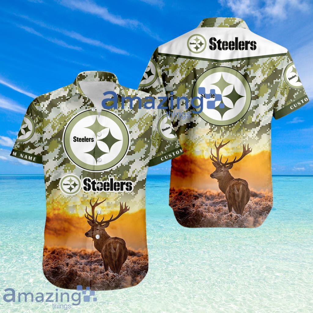 Pittsburgh Steelers NFL Team Sport Deer Hunting Camouflage Pattern Hawaiian Shirt New Design Product Photo 1