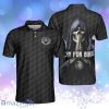 Pray For Birdie Golfing Skeleton Black Golf Pattern Skull Personalized Polo Shirt