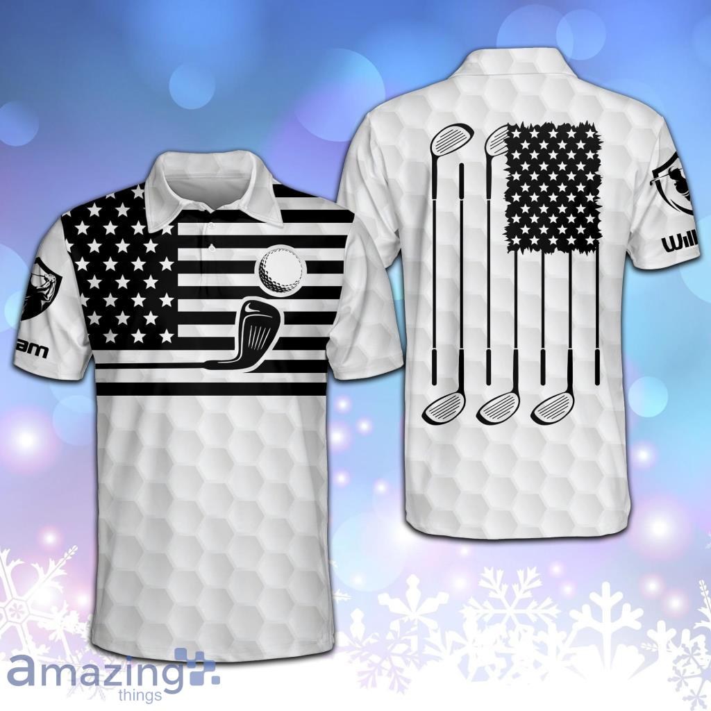 Proud American Flag Golf Personalized Polo Shirt image Proud American Flag Golf Personalized Polo Shirt Product Photo 1