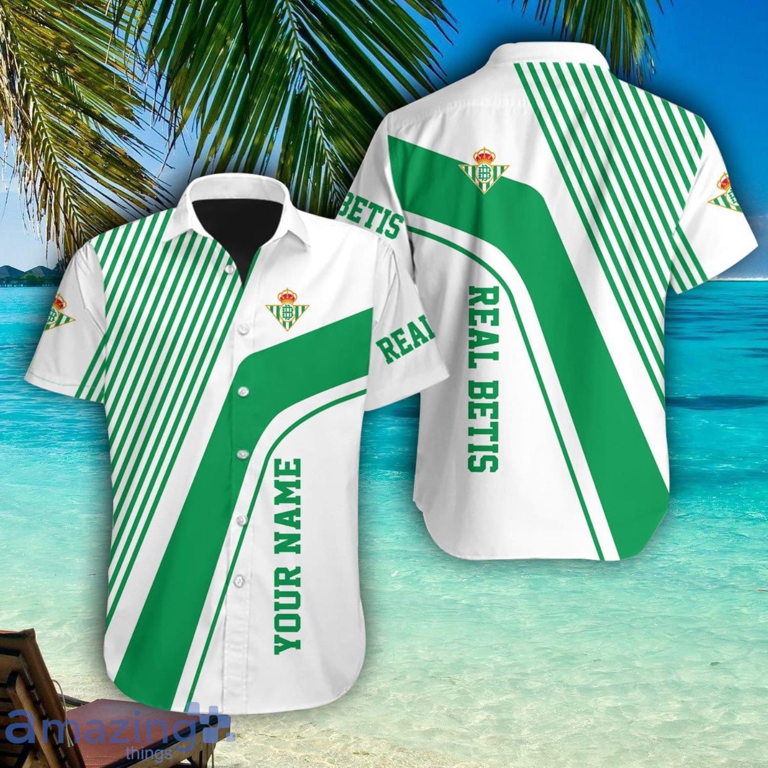 Real Betis Personalized Name Hawaiian Shirt Summer Team Shirt image Real Betis Personalized Name Hawaiian Shirt Summer Team Shirt Product Photo 1