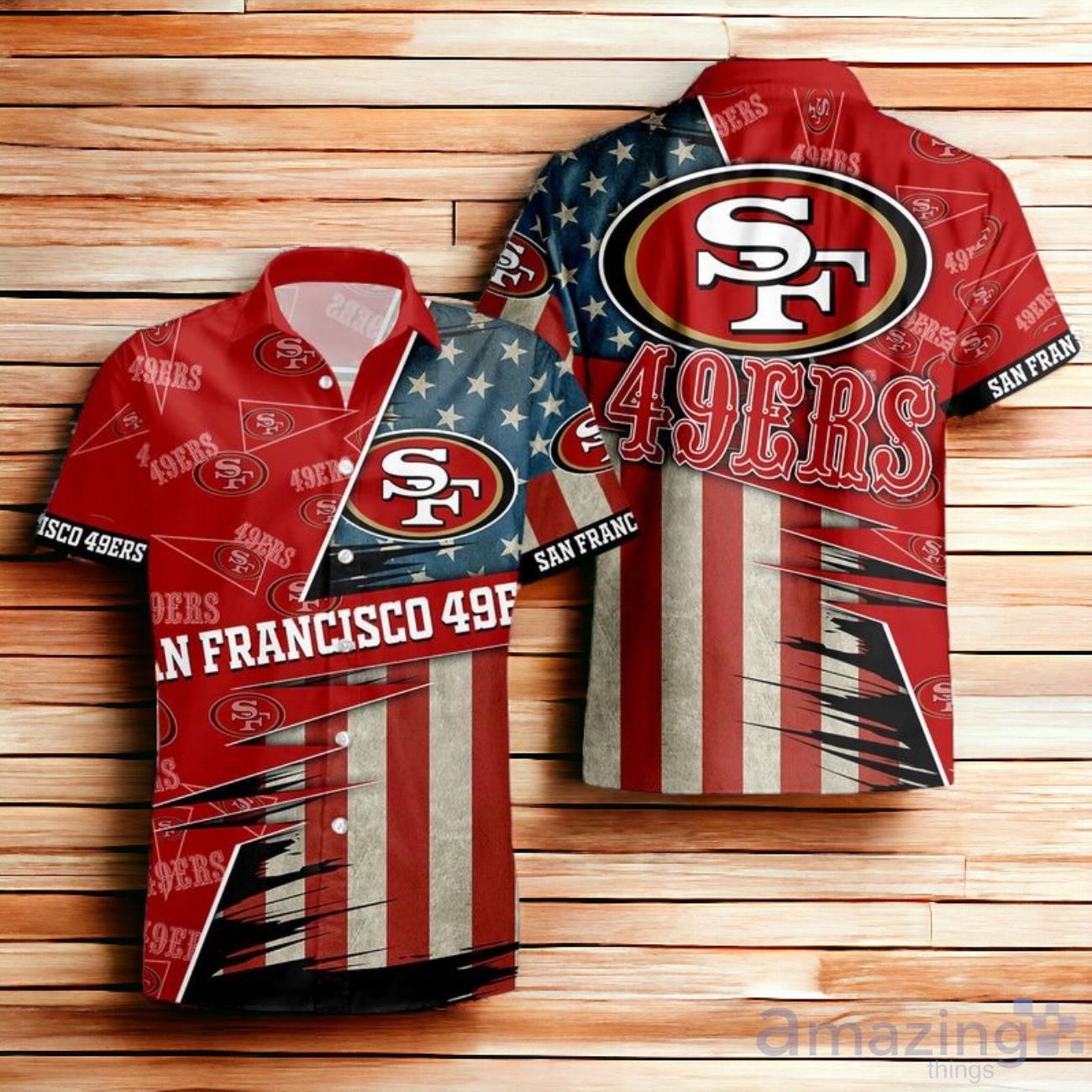 San Francisco 49ers American Flag Hawaiian Shirt 3D For Men Women Product Photo 1