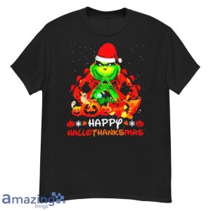 Santa Grinch Happy Hallothanksmas Halloween 2021 Shirt Product Photo 1