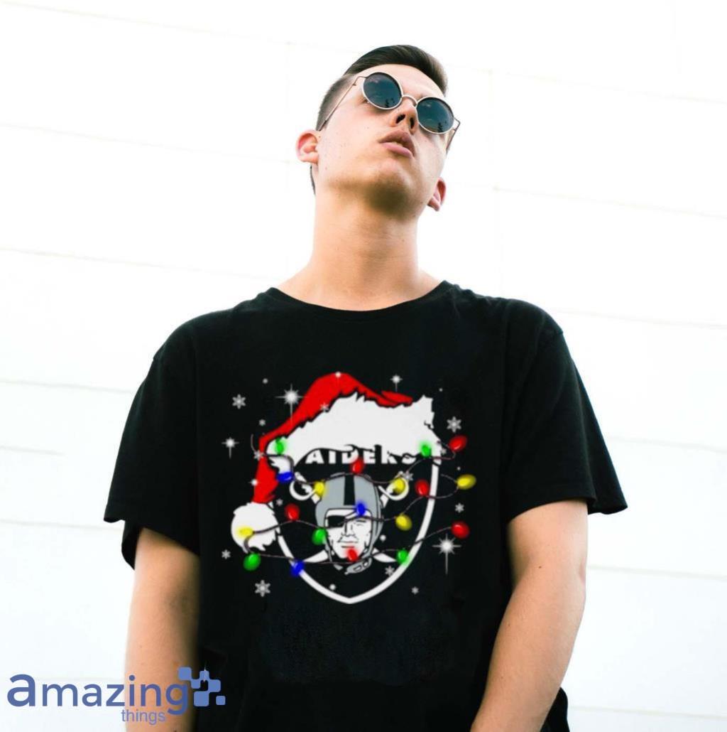 Santa Las Vegas Raiders Logo Lights Christmas Shirt image Santa Las Vegas Raiders Logo Lights Christmas Shirt Product Photo 3