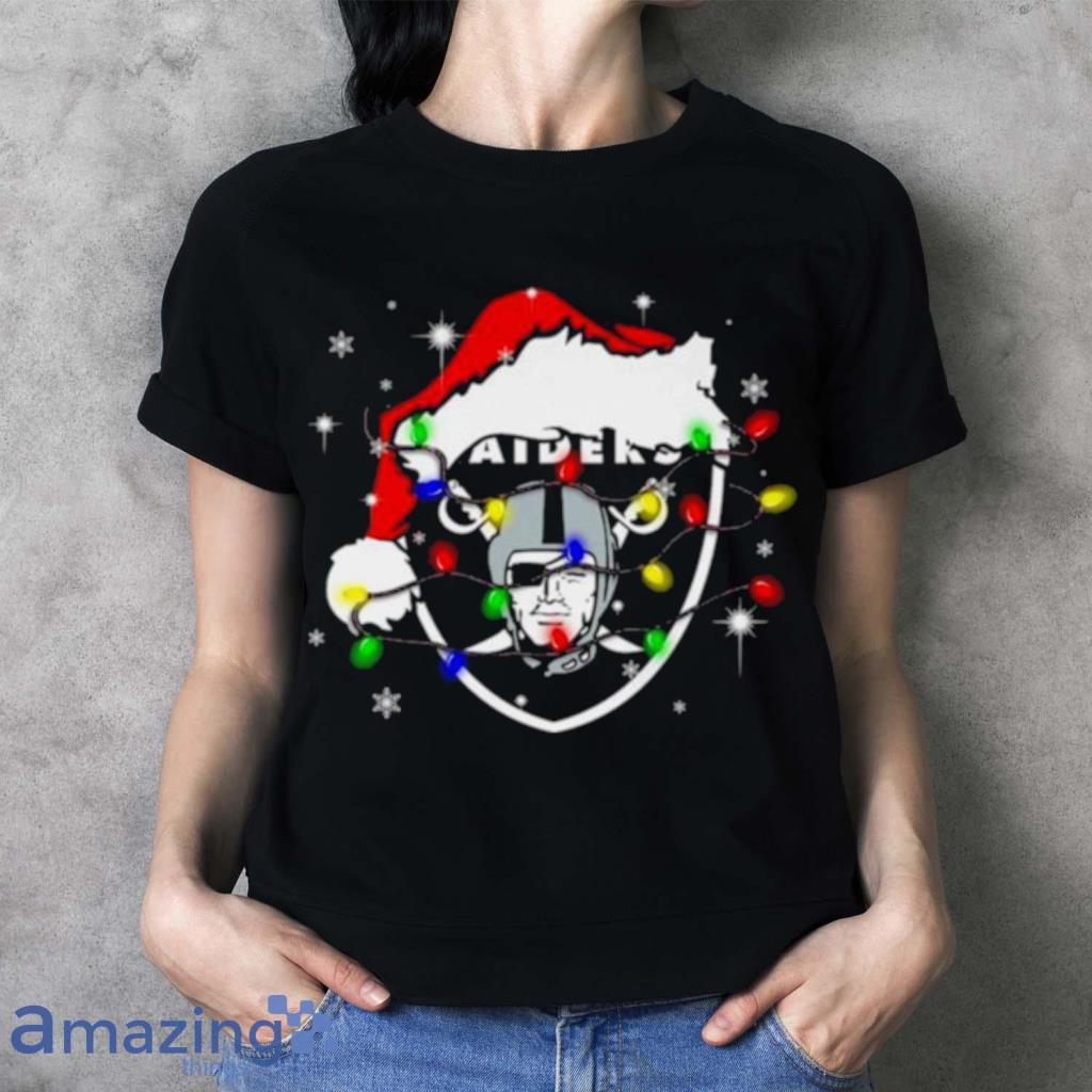 Santa Las Vegas Raiders Logo Lights Christmas Shirt image Santa Las Vegas Raiders Logo Lights Christmas Shirt Product Photo 4