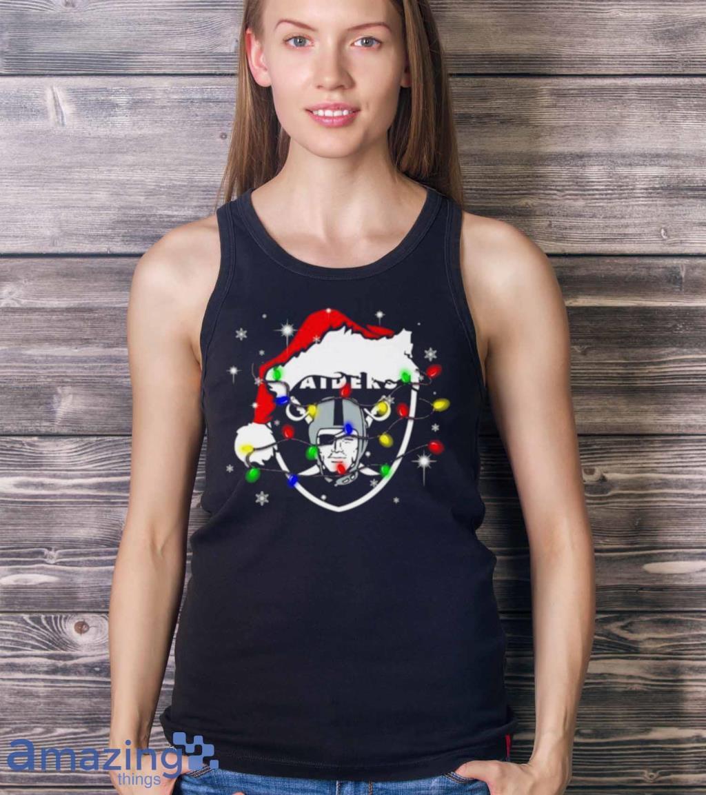Santa Las Vegas Raiders Logo Lights Christmas Shirt image Santa Las Vegas Raiders Logo Lights Christmas Shirt Product Photo 5