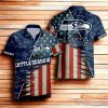 Seattle Seahawks American Flag Hawaiian Shirt 3D For Men Women