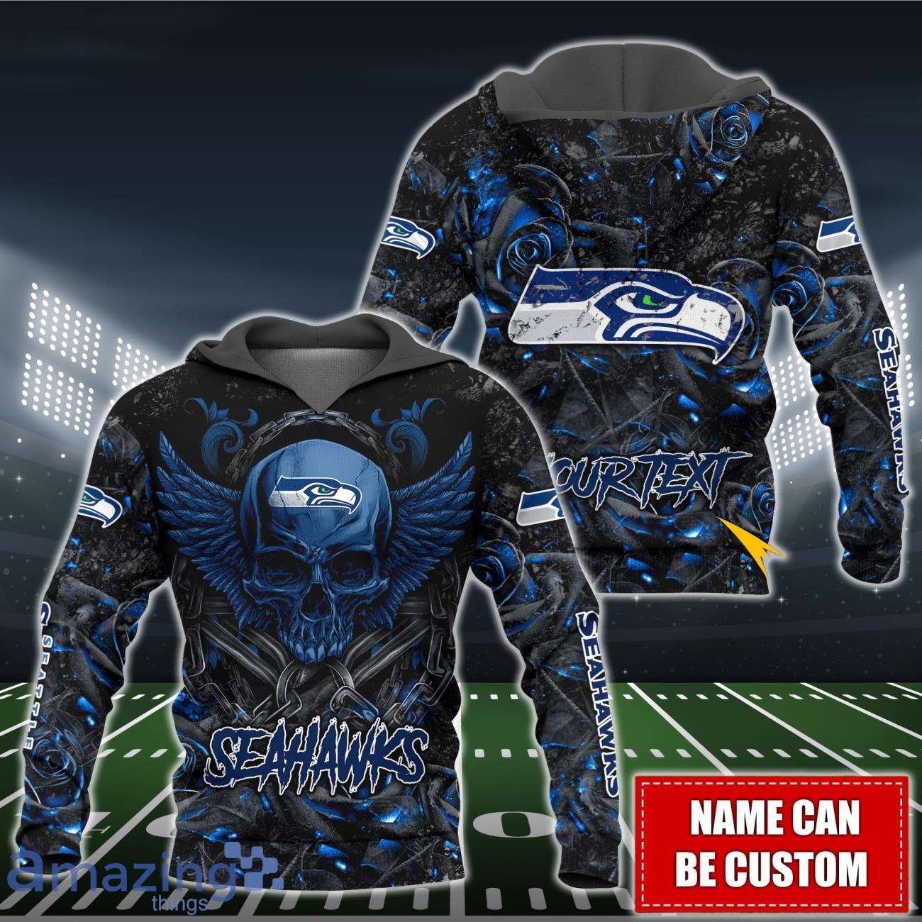 Seattle Seahawks NFL 3D Shirt Hoodie Custom Name For Fans image Seattle Seahawks NFL 3D Shirt Hoodie Custom Name For Fans Product Photo 2