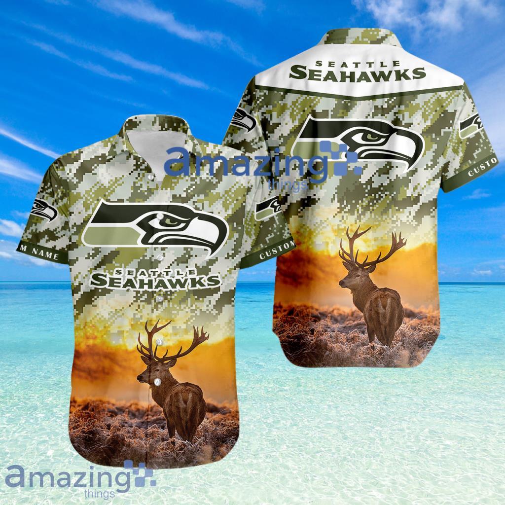 Seattle Seahawks NFL Team Sport Deer Hunting Camouflage Pattern Hawaiian Shirt New Design Product Photo 1
