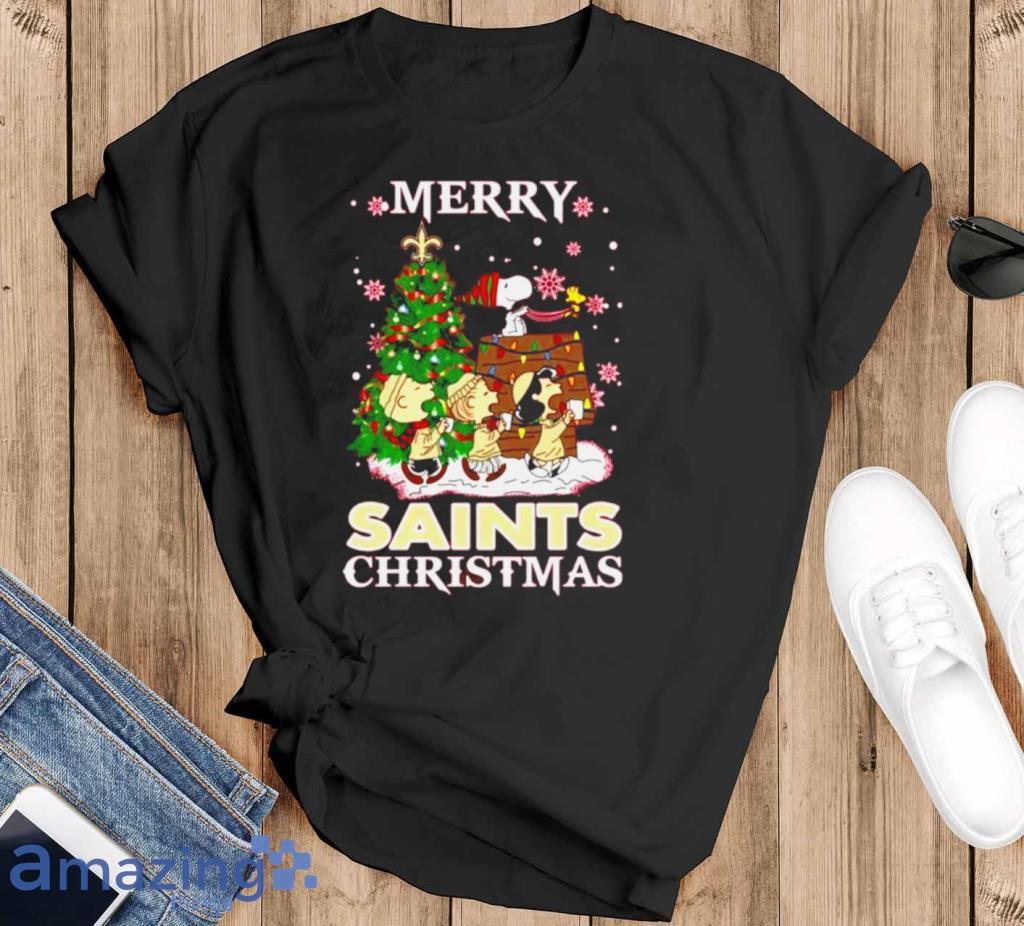 Snoopy And Friends Merry New Orleans Saints Christmas Shirt image Snoopy And Friends Merry New Orleans Saints Christmas Shirt Product Photo 1